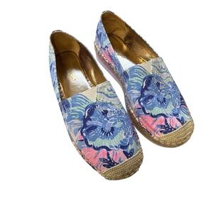 Lilly‎ Pulitzer Women's Saltwater Blue Marlo Espadrille Platform Slip On Shoes 6